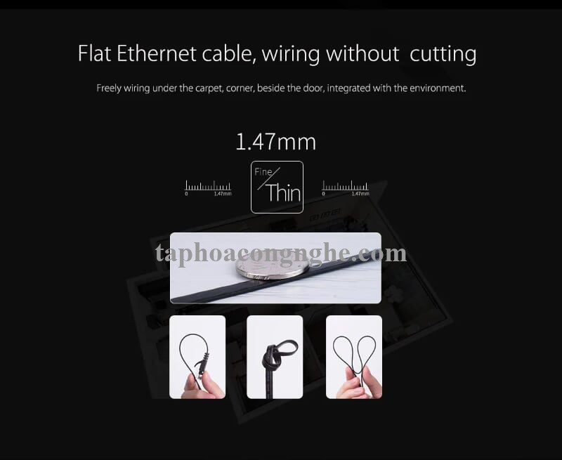 Orico 95681 PUG-C6B-150-BK CAT6 Dây dẹp 15M màu Đen Cáp mạng 30095681